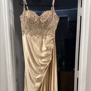 Elegant Gold Evening Gown